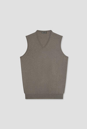 Gilet scollo a v in pura lana pettinata. ESSENTIAL - Ferrante | img vers.300x/