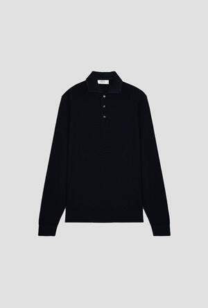 Polo con collo sartoriale in lana e seta ROYAL RED - Ferrante | img vers.300x/