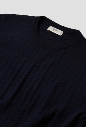 Girocollo con lavorazione in misto cashmere ROYAL RED - Ferrante | img vers.300x/