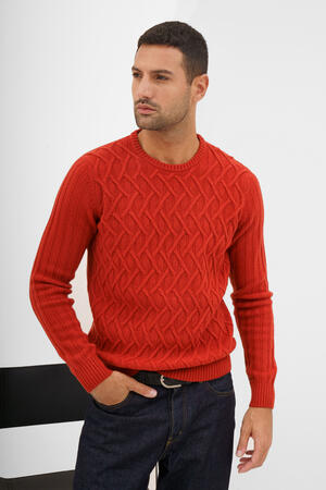 Girocollo in pura lana con lavorazione MAIN - Ferrante | img vers.300x/