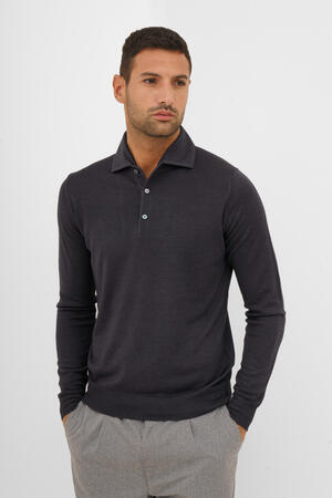 Polo con collo sartoriale in lana e seta ROYAL RED - Ferrante | img vers.300x/