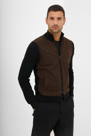 Giacca full zip in pura lana con alcantara MAIN - Ferrante | img vers.300x/