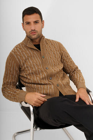 Giacca vanisè a trecce in misto cashmere ROYAL RED - Ferrante | img vers.300x/