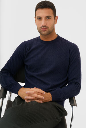 Girocollo con lavorazione in misto cashmere ROYAL RED - Ferrante | img vers.300x/