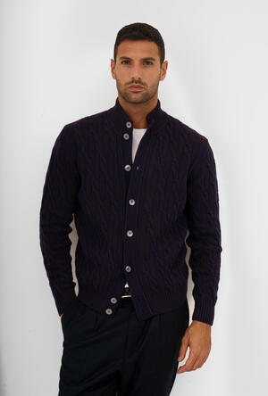 Giacca vanisè a trecce in misto cashmere ROYAL RED - Ferrante | img vers.300x/