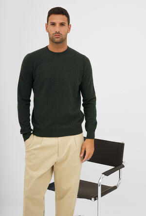 Girocollo con lavorazione in misto cashmere ROYAL RED - Ferrante | img vers.300x/