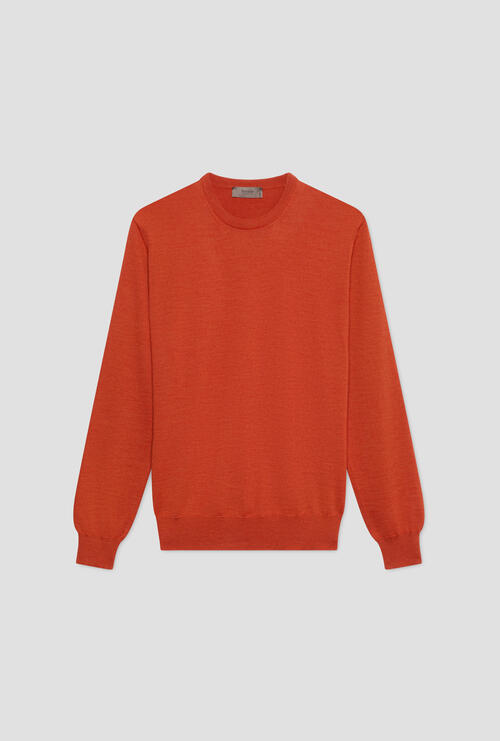 Girocollo in pura lana pettinata Paprika