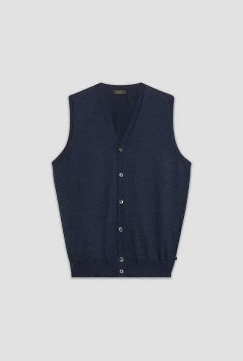 Gilet in pura lana pettinata Blu