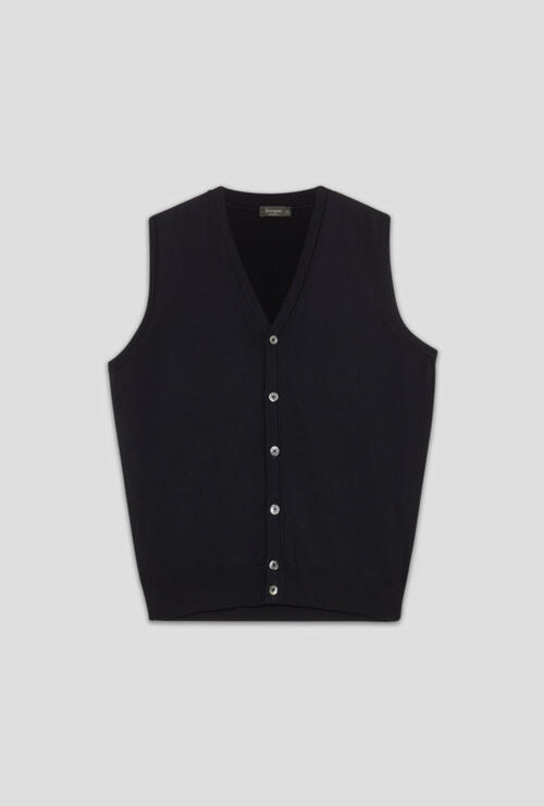 Gilet in pura lana pettinata Blu Navy