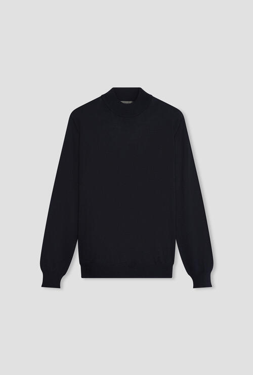 Lupetto in pura lana pettinata Blu Navy