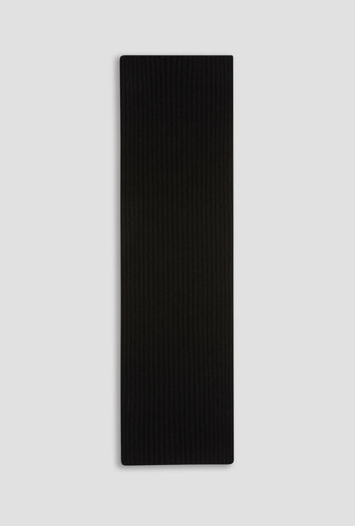 Sciarpa a coste in puro cashmere Nero