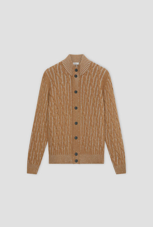 Giacca vanisè a trecce in misto cashmere Cammello