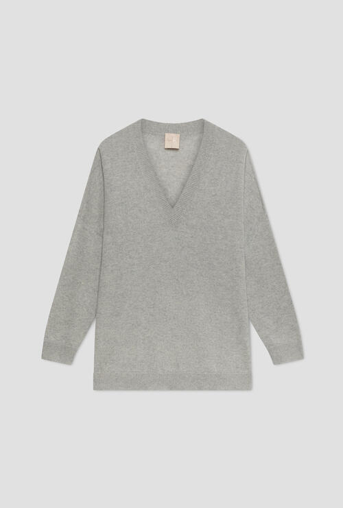 Pullover in misto cashmere oversized Grigio Perla