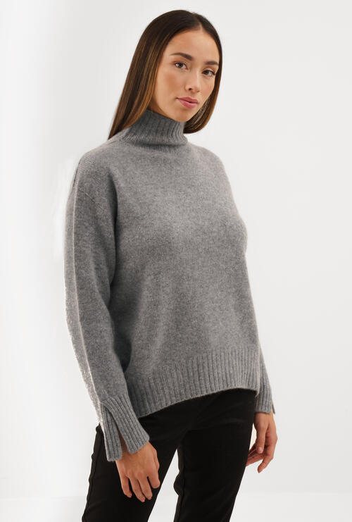 Ciclista in cashmere con retro lavorato Grigio