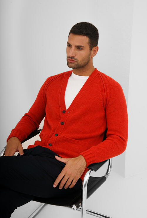 Cardigan malfilè raglan Rosso Vivo
