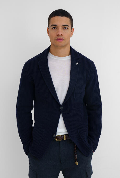 Giacca in maglia inglese Blu Navy