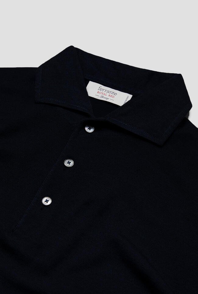 Polo con collo sartoriale in lana e seta ROYAL RED - Ferrante | img vers.1300x/
