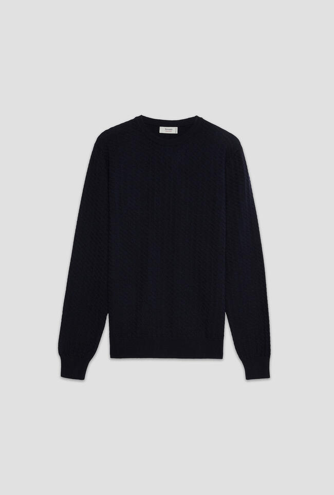 Girocollo con lavorazione in misto cashmere ROYAL RED - Ferrante | img vers.1300x/