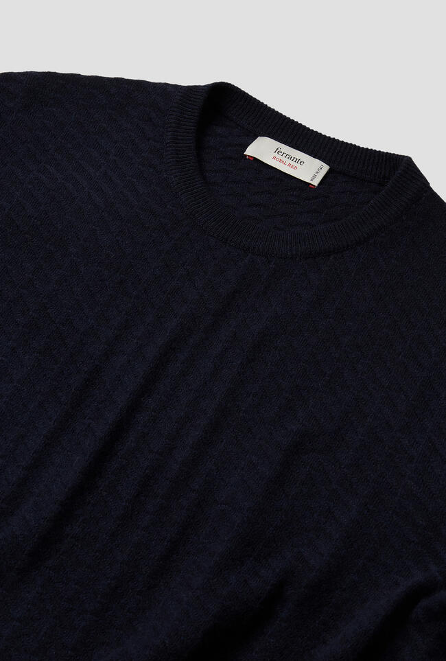 Girocollo con lavorazione in misto cashmere ROYAL RED - Ferrante | img vers.1300x/