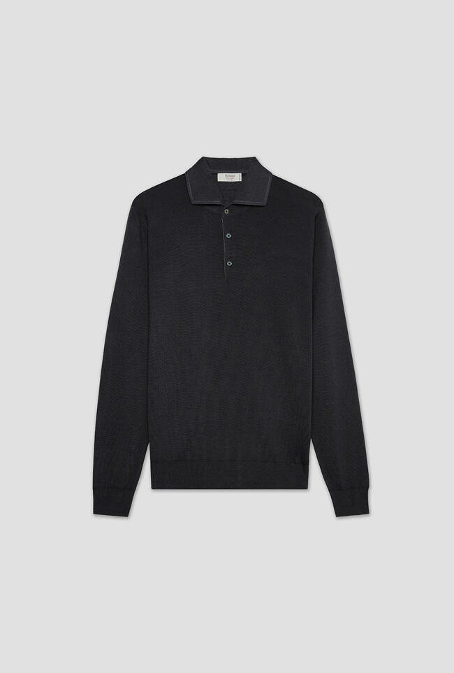 Polo con collo sartoriale in lana e seta ROYAL RED - Ferrante | img vers.1300x/