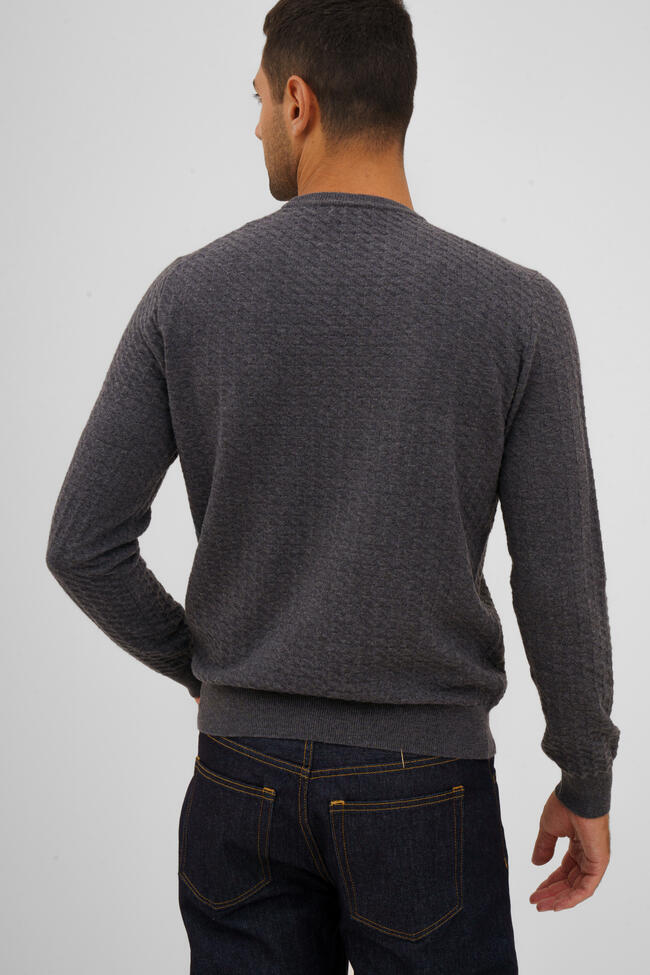 Girocollo con lavorazione in misto cashmere ROYAL RED - Ferrante | img vers.1300x/