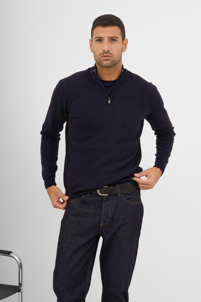 Serafino zip in lana cardata ESSENTIAL - Ferrante | img vers.1300x/