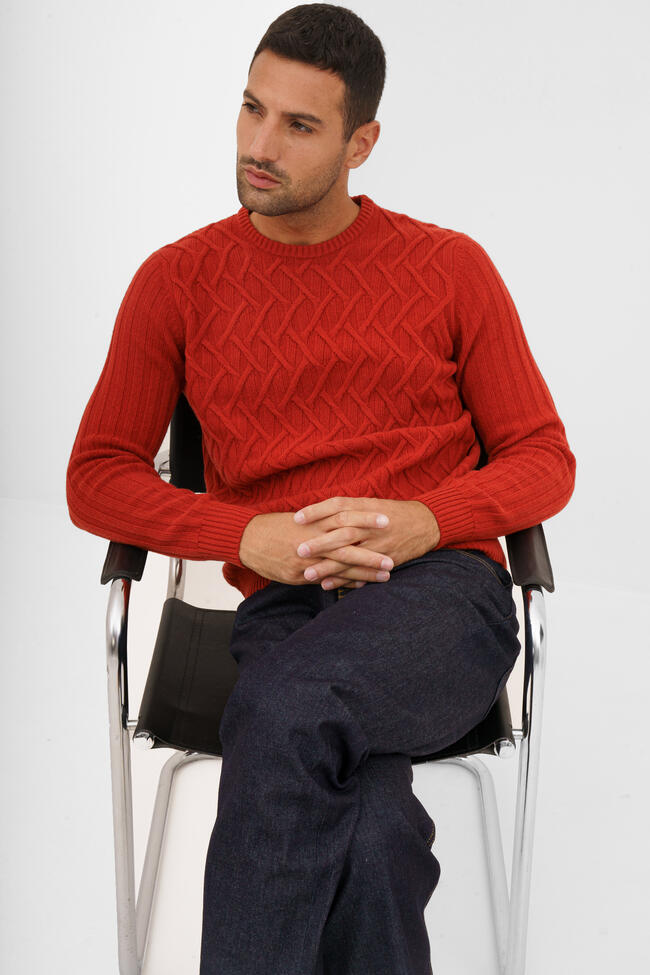 Girocollo in pura lana con lavorazione MAIN - Ferrante | img vers.1300x/