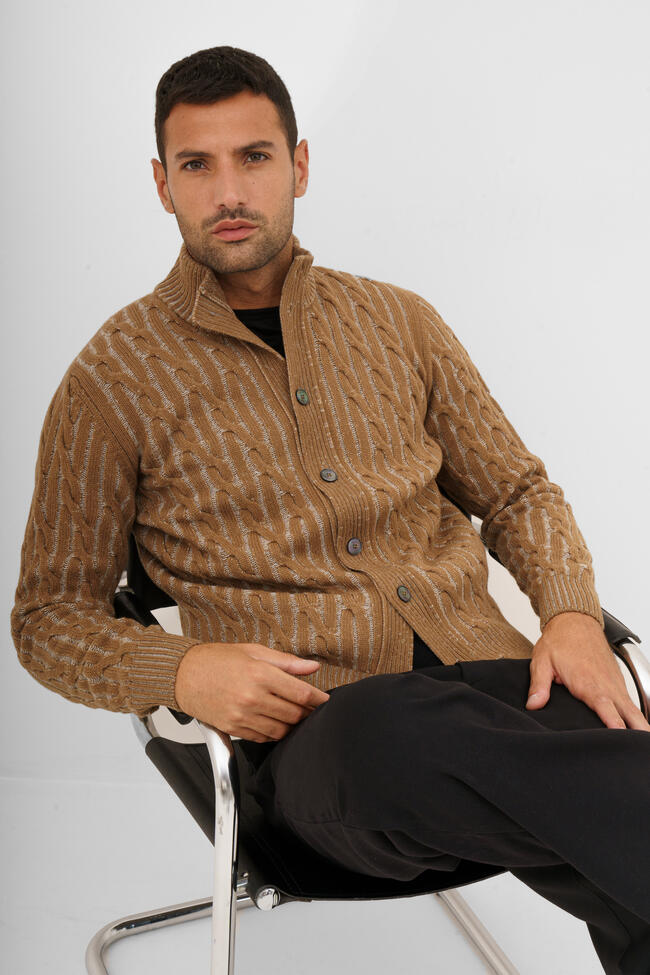 Giacca vanisè a trecce in misto cashmere ROYAL RED - Ferrante | img vers.1300x/