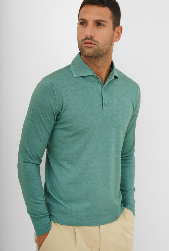 Polo con collo sartoriale in lana e seta ROYAL RED - Ferrante | img vers.1300x/