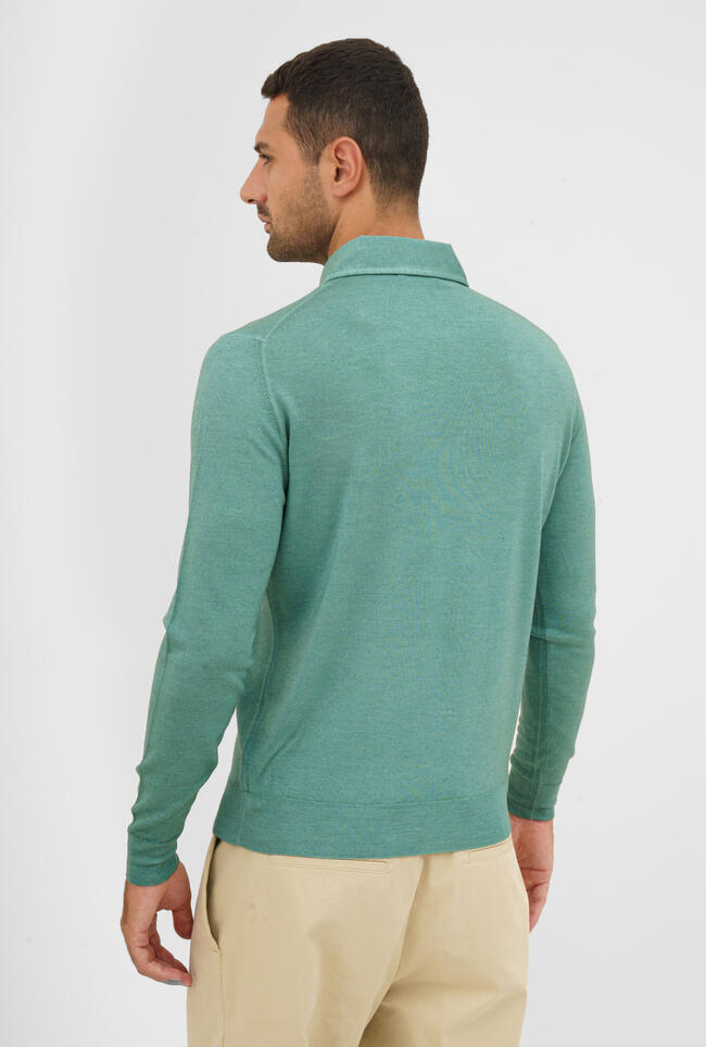 Polo con collo sartoriale in lana e seta ROYAL RED - Ferrante | img vers.1300x/