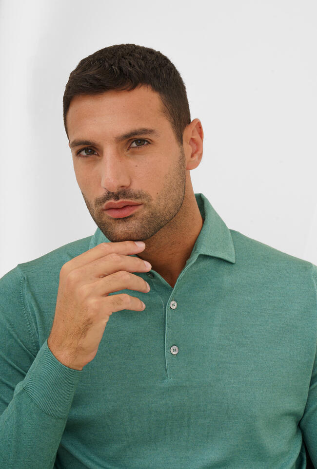 Polo con collo sartoriale in lana e seta ROYAL RED - Ferrante | img vers.1300x/