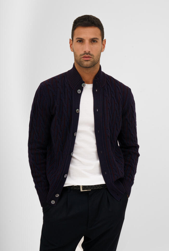 Giacca vanisè a trecce in misto cashmere ROYAL RED - Ferrante | img vers.1300x/