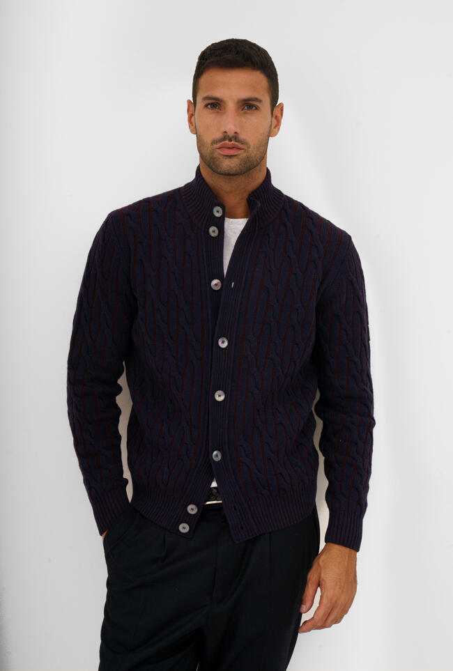 Giacca vanisè a trecce in misto cashmere ROYAL RED - Ferrante | img vers.1300x/